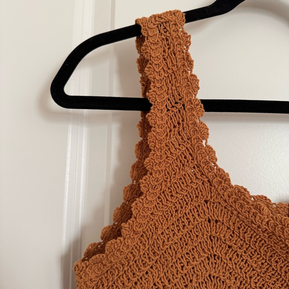 Crochet Button-Front Tank Top - Rust - Picture 5 of 7